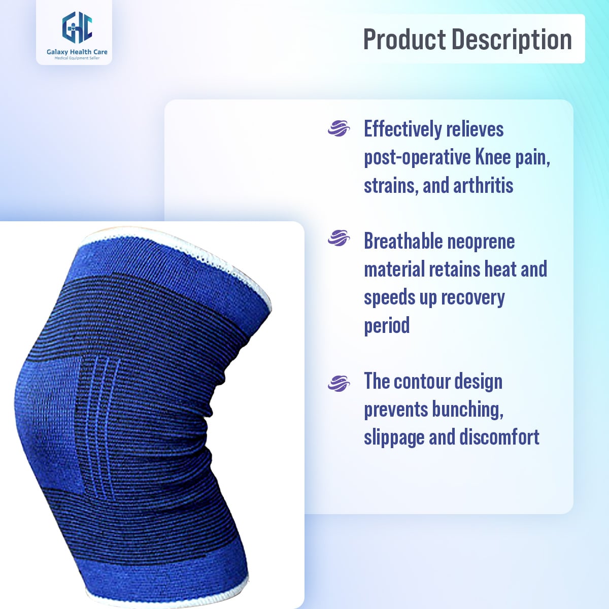 Picture of 2pis Knee Support Adjustable Sleeve For Knee Cap compression Pain relief Running Gym Sports activity For Men & Women