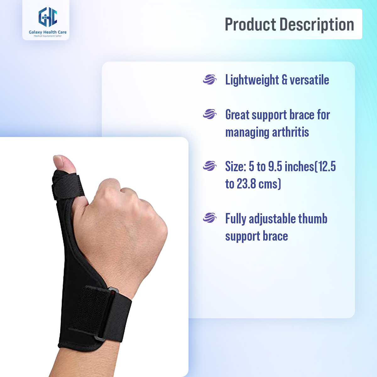 Picture of Thumb Brace Spica Splint Support - Neoprene Reversible Thumb Stabilizer for Pain, Sprains, Strains, Arthritis,Tendonitis, Carpal Tunnel & Trigger Thumb Immobilizer [Fits for both hands] - Black