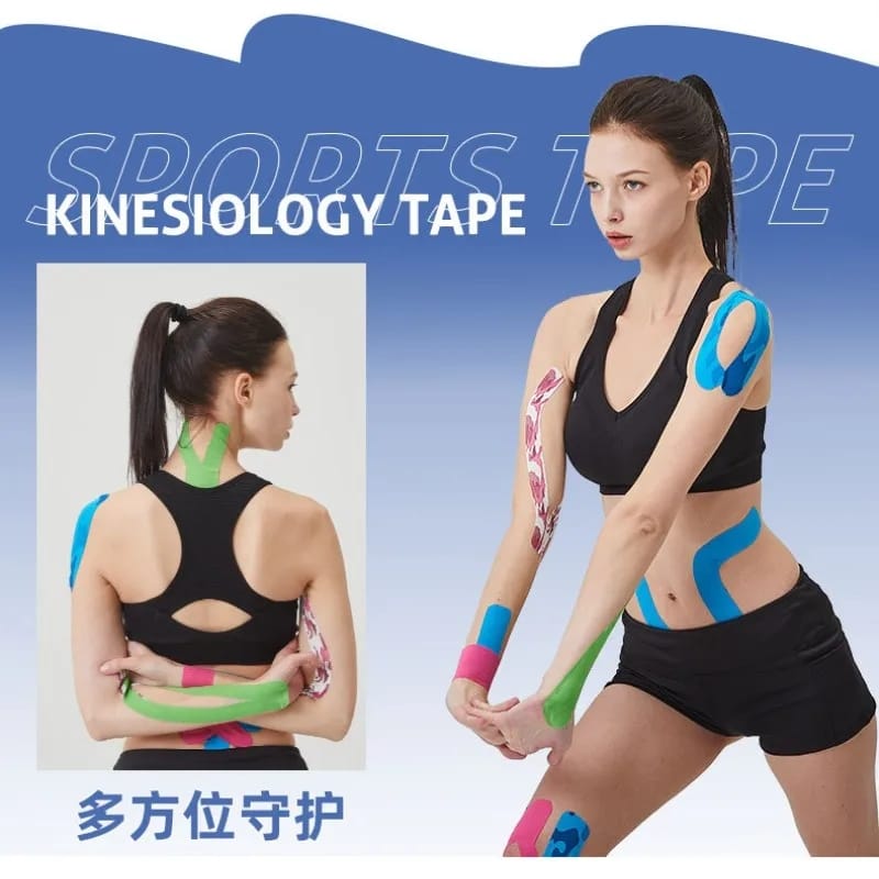 Picture of Kinesiology Tape Muscle Bandage Sports Cotton Elastic Adhesive Strain Injury Tape Knee Muscle Pain Relief Stickers - Multicolor