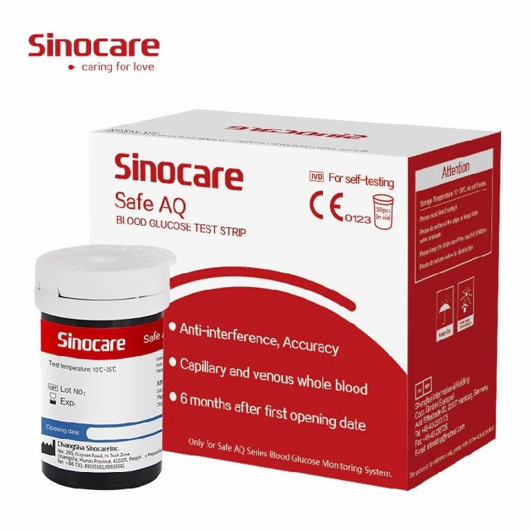 Picture of Sinocare Safe AQ Blood Glucose Test Strip – 50 Strips - Multicolor