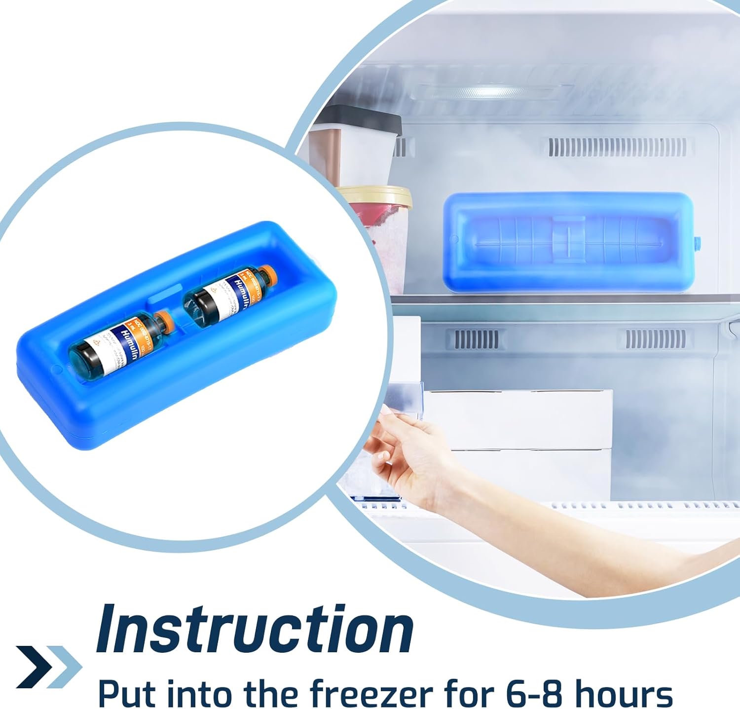Picture of Insulin Vial Cooler Travel Case,Diabetes Carrying Insulated Bag for Supplies Keep Medicine Cool,Diabetic Small Bottle Protector Kit for Storage,Portable Mini Pack with Protective Ice Brick - Blue
