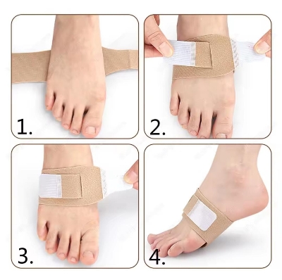 Picture of Orthopedic Arch Support Pads for Shoes Flat Feet Pain Relief Sports Insoles Flat Foot Pads Inserts Men Women Inserts 1 Pair - Beige