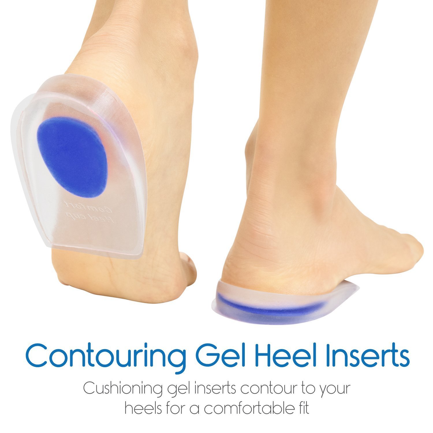 Picture of Silicone Gel Heel Protector Insole Cups for Swelling, Pain Relief, Foot Care Support Cushion for Men and Women - 1 Pair (Medium) - Multicolor