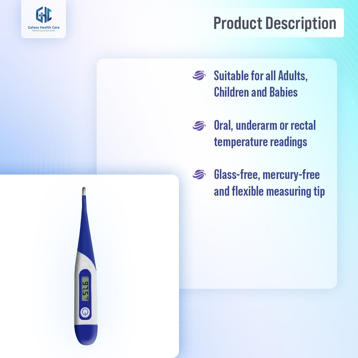 Picture of Heartman Flexible Waterproof Digital Thermometer for Baby & Adults Easy to Use 1 year warranty - Chili Red
