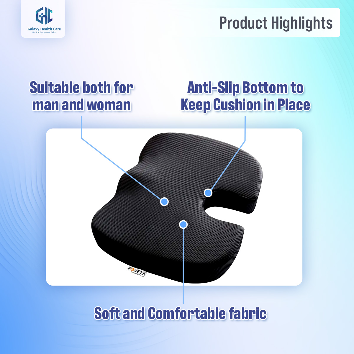 Picture of United Medicare Orthopedic Memory Foam Coccyx Seat Cushion for Tailbone Pain Relief – For Office/Home Chair