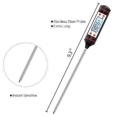 Picture of Electronic Digital BBQ Thermometer -50 To 300'C Instant Read Oven Thermometer Tools Probe Household Thermometer with Long Probe - White