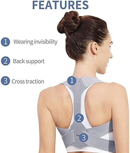 Picture of Posture Corrector for Men & Women - Adjustable Shoulder Posture Brace - Adjustable Upper Back Brace - Invisible Thoracic Back Brace for Hunching - Grey