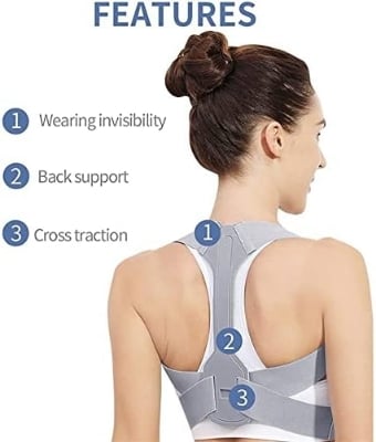 Picture of Posture Corrector for Men & Women - Adjustable Shoulder Posture Brace - Adjustable Upper Back Brace - Invisible Thoracic Back Brace for Hunching - Grey
