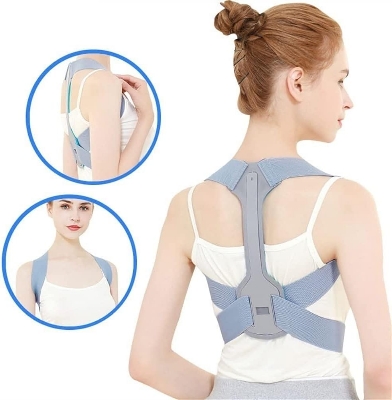 Picture of Posture Corrector for Men & Women - Adjustable Shoulder Posture Brace - Adjustable Upper Back Brace - Invisible Thoracic Back Brace for Hunching - Grey