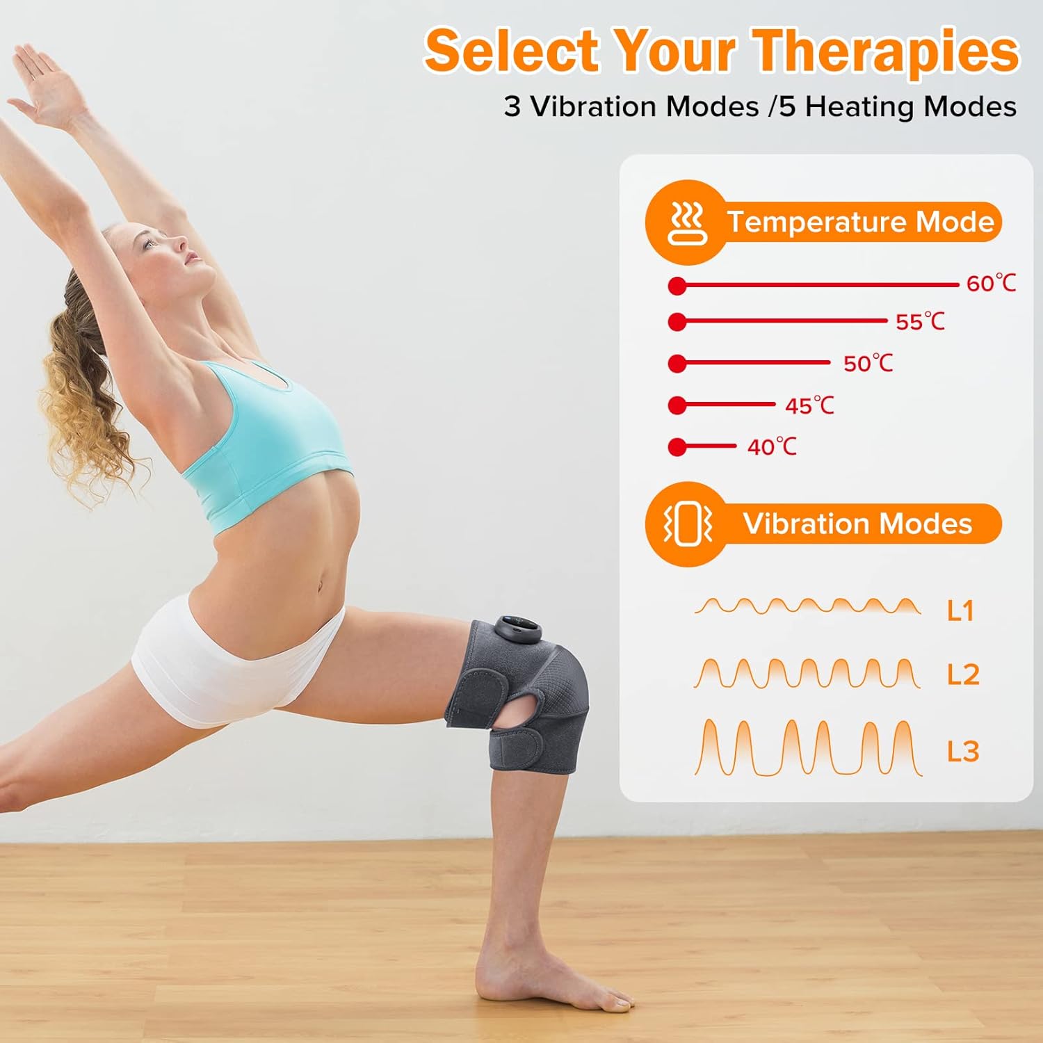Picture of Knee Massager with Heat and Vibration Massage, Knee Brace Pain Relief for Joints Elbow Shoulder Ligament and Muscles Injuries, Two Adjustable Straps, Suit for Family Home - Multicolor
