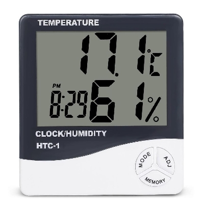 Picture of Indoor Room LCD Electronic Temperature Humidity Meter Digital Thermometer Hygrometer Weather Station Alarm Clock HTC-1 - White