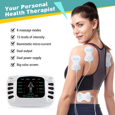 Picture of Electric Pulse Physiotherapy Massager Tens EMS Muscle Stimulator Acupuncture Therapy Body Massage Slimming Health Care Machine - White