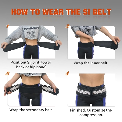 Picture of 109cm Universal Sacroiliac SI Joint Belt Minimalist Adjustable Non-Slip Pelvic Support Belts Comfortable Breathable Tailbone Protector Belt - Black