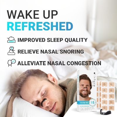 Picture of 15Pcs Magnetic Nasal Glue Strips | Breathing Nasal Strip | Anti Snoring Nose Clip | Skin Safe Sleep | Nasal Dilator For Breathing | Snoring Stopper For Men | Breathing Starter Kit - Multicolor