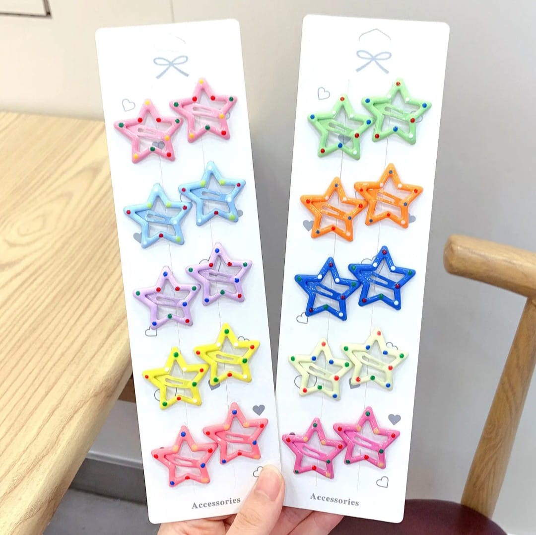 Picture of 12 Pcs Star Hair Clip for Girls  / Style Hair Clip - Multicolor