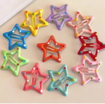 Picture of 12 Pcs Star Hair Clip for Girls  / Style Hair Clip - Multicolor
