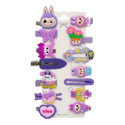 Picture of 14 Pcs Baby Girl Hair Clip Set for Children Hair Accessories/ Cartoon hair Clips for Girls - Multicolor