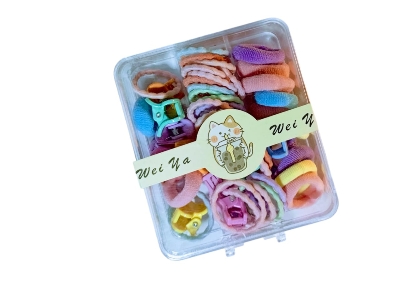 Picture of 52 Pcs Colourful Hair Accessories Set .Clip and Bands for Girl Daily Styles - Multicolor