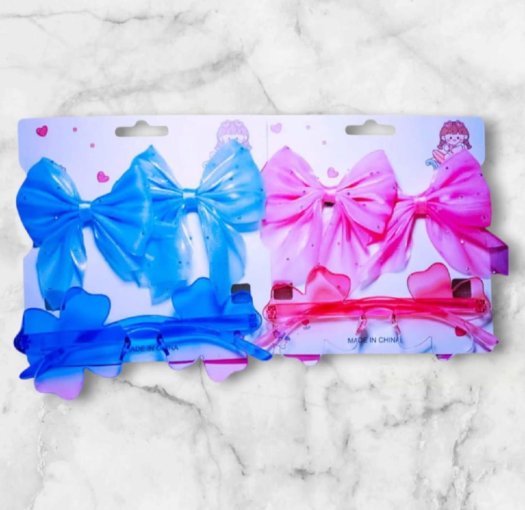 Picture of 2 Pcs Hair Clip and One Pcs Sunglass Set For  5 to 10 Years Children - Multicolor