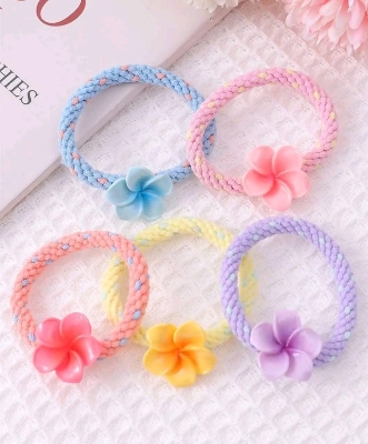 Picture of 4 Pcs Plumeria Hair Band Women New Flower Hair Band - Multicolor