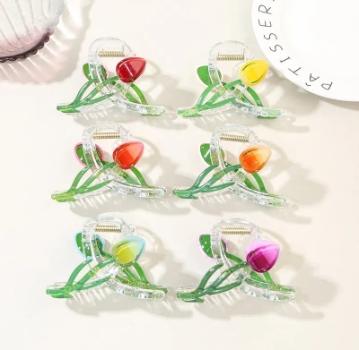 Picture of 2 pcs Tulip Hair Clip's Elegant Claw clik for Women - Multicolor