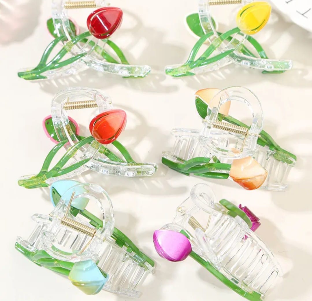 Picture of 2 pcs Tulip Hair Clip's Elegant Claw clik for Women - Multicolor
