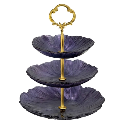 Picture of FUNSHOWCASE 3 Tier Cake Stand Epoxy Resin Silicone Molds Set Geode Agate Trays, Cupcake Holder with Hardware Fittings, Irregular Round 9.8inch