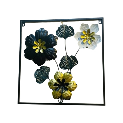 Picture of Imported Premium Quality Metal Flower Frame – Elegant Decorative Wall Art - Black