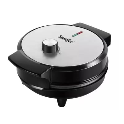Picture of thermostat control parts round plate electric small waffle maker - Black