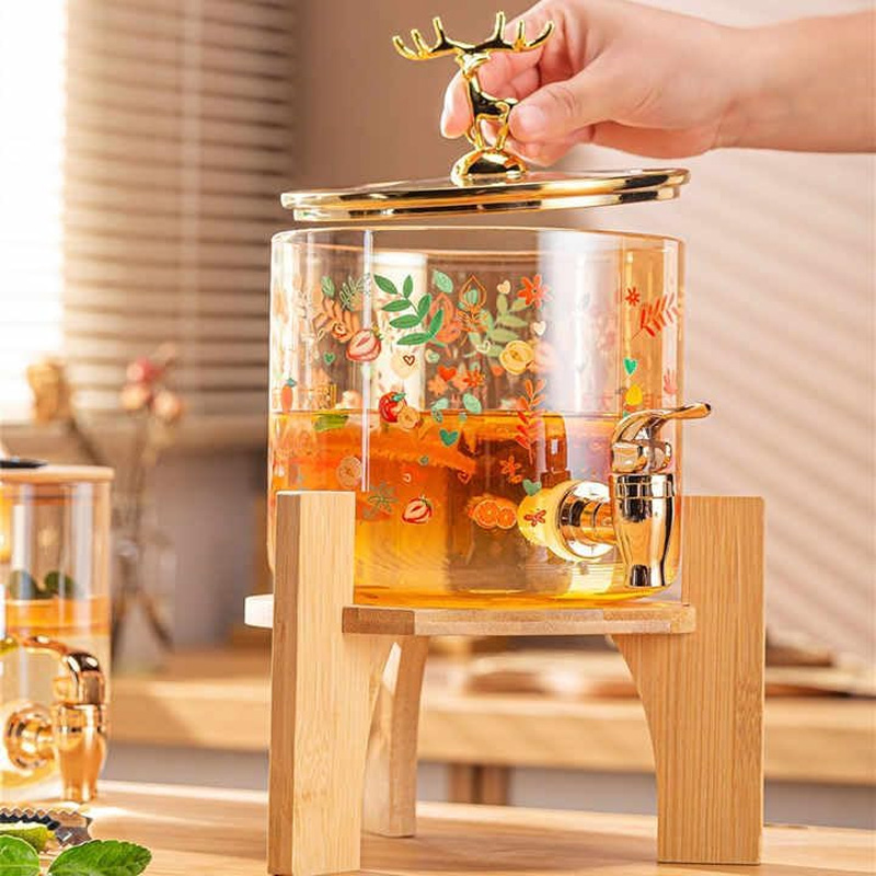 Picture of 13.5 Inch Golden Glass Juice Dispenser with Stand TB1528