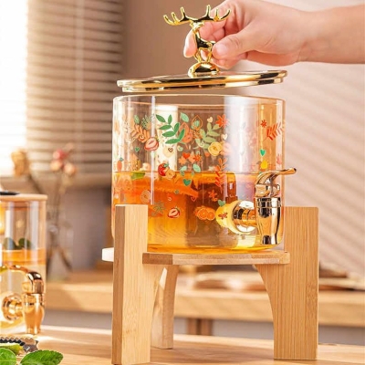 Picture of 13.5 Inch Golden Glass Juice Dispenser with Stand TB1528
