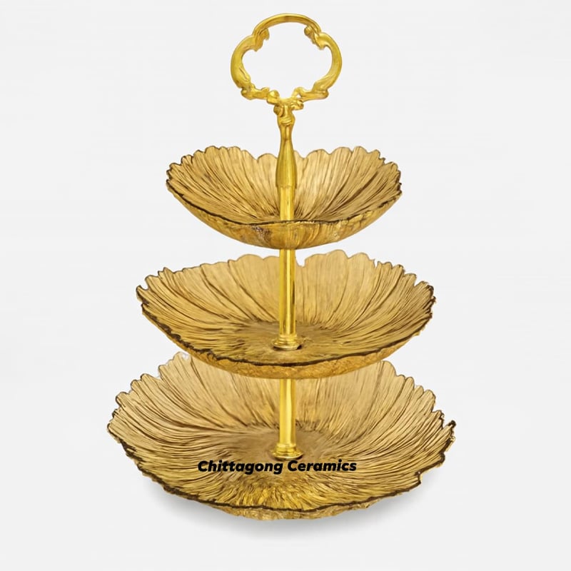 Picture of FUNSHOWCASE 3 Tier Cake Stand Epoxy Resin Silicone Molds Set Geode Agate Trays, Cupcake Holder with Hardware Fittings, Irregular Round 9.8inch