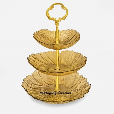 Picture of FUNSHOWCASE 3 Tier Cake Stand Epoxy Resin Silicone Molds Set Geode Agate Trays, Cupcake Holder with Hardware Fittings, Irregular Round 9.8inch