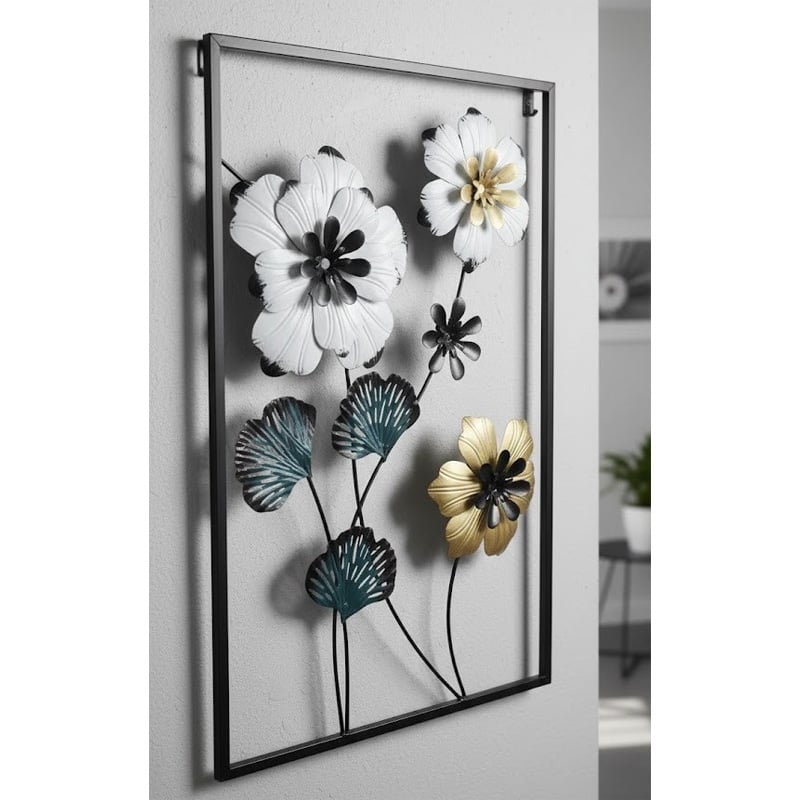 Picture of Imported Premium Quality Metal Flower Frame – Elegant Decorative Wall Art - Black