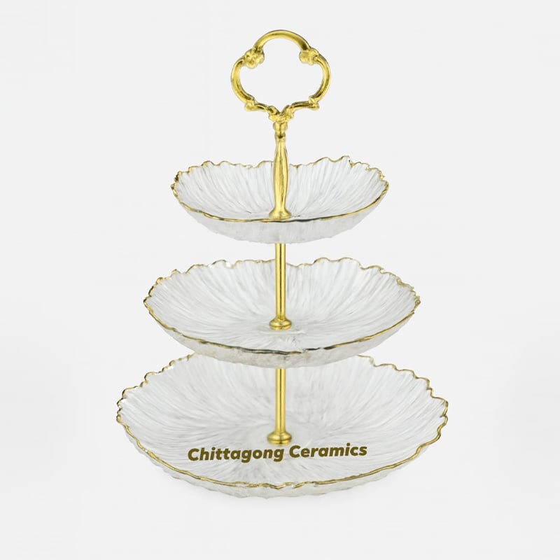 Picture of FUNSHOWCASE 3 Tier Cake Stand Epoxy Resin Silicone Molds Set Geode Agate Trays, Cupcake Holder with Hardware Fittings, Irregular Round 9.8inch