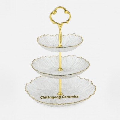 Picture of FUNSHOWCASE 3 Tier Cake Stand Epoxy Resin Silicone Molds Set Geode Agate Trays, Cupcake Holder with Hardware Fittings, Irregular Round 9.8inch