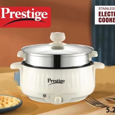 Picture of Prestige Electric Multicooker Multifunctional Rice Cooker Frying Pan Non-stick Cookware Multi Soup Hotpot for Kitchen Large Size 5.2 Litter