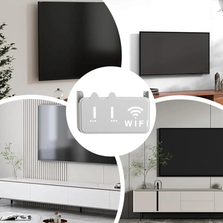 Picture of 1PC Wall Hanging Wireless Wifi Router Shelf Storage Box ABS Plastic Wifi Router Box
