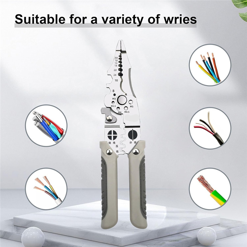 Picture of Crimper Cable Cutter Adjustable Automatic Wire Stripper Multifunctional Stripping Crimping Pliers Terminal Hand Tool