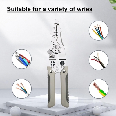 Picture of Crimper Cable Cutter Adjustable Automatic Wire Stripper Multifunctional Stripping Crimping Pliers Terminal Hand Tool
