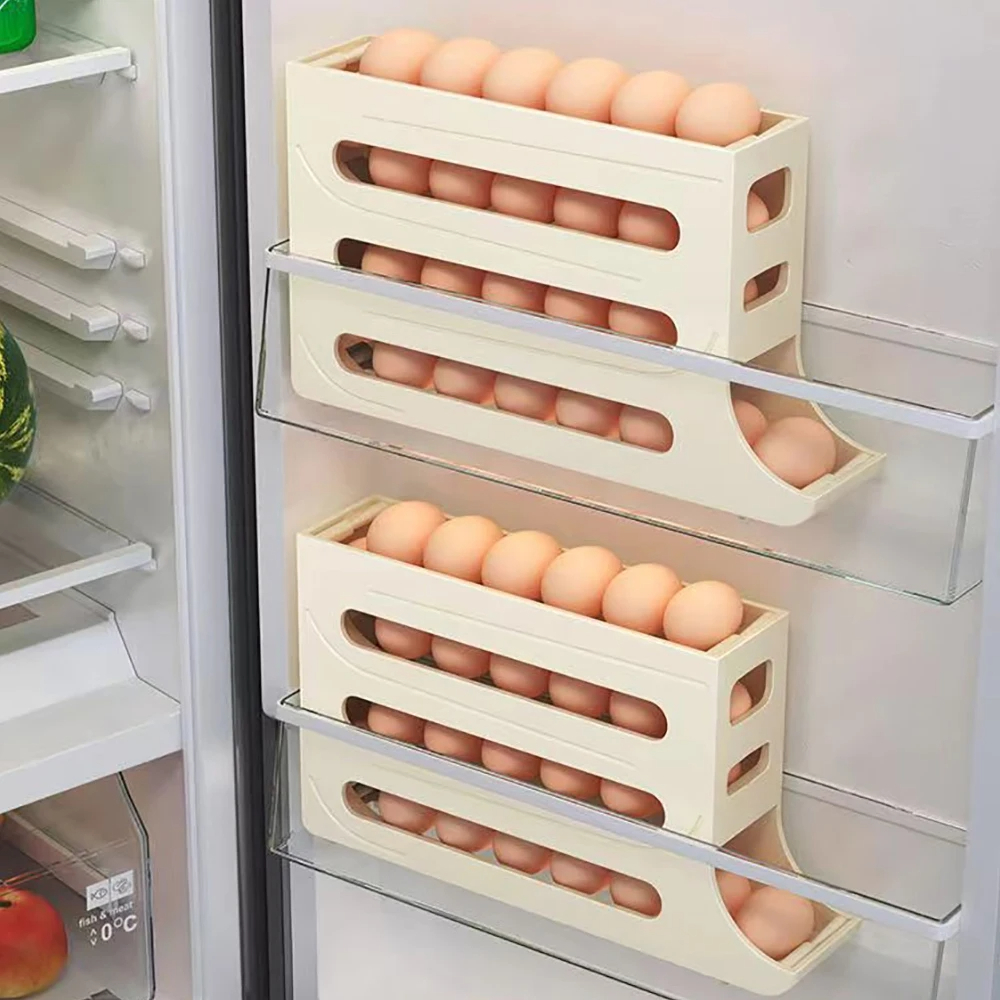 Picture of Egg Dispenser for Refrigerator, Egg Tray for Refrigerator, 4 Tiers Egg Holder for Fridge Holds 30 Eggs Simultaneously, Works in The Refrigerator, Kitchen, Cabinets, and Dining Table
