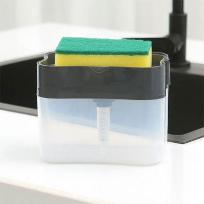 Picture of 2 In 1 Kitchen Liquid Soap Pump / Dish Liquid Pump / Kitchen Cleaner Tool / Dish Soap And Sponge / Dish washer / Dispenser Sponge Holder Press Countertop Rack With Sponge Holder