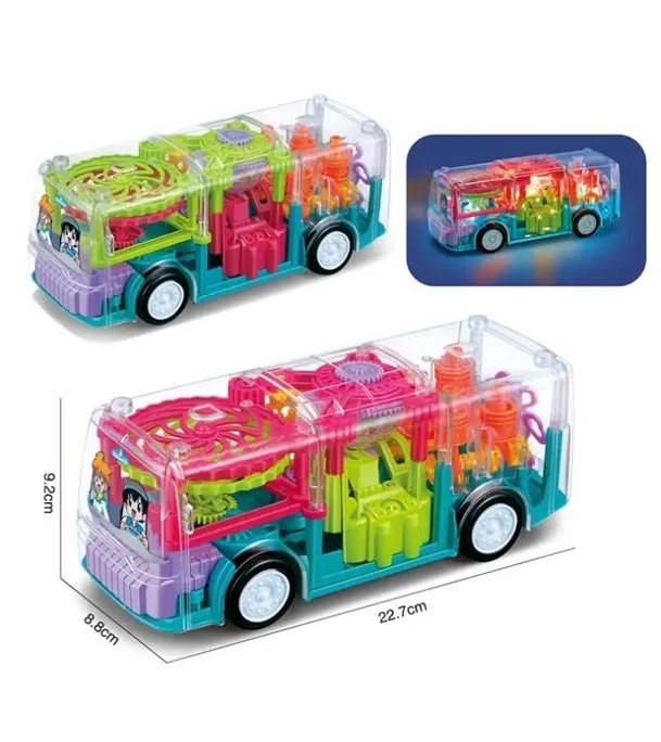 Picture of Transparent Gear Bus Toy for Kids – 3D Mechanical Gears, Colorful Lights & Music (Battery Operated)