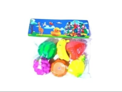 Picture of 6 pcs Fruit Set Soft Toys Squeeze Sound bath toy For Baby