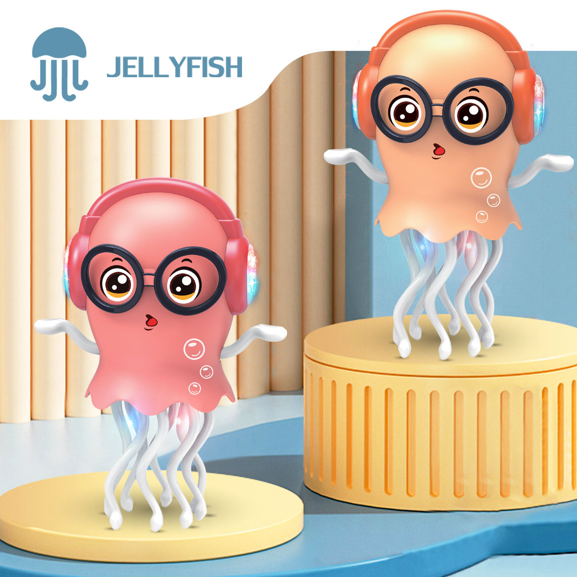 Picture of Dancing Electric Jellyfish Toy with LED and Music Crawl Interactive Obstacle Avoidance Sensor Musical Toys for Kid