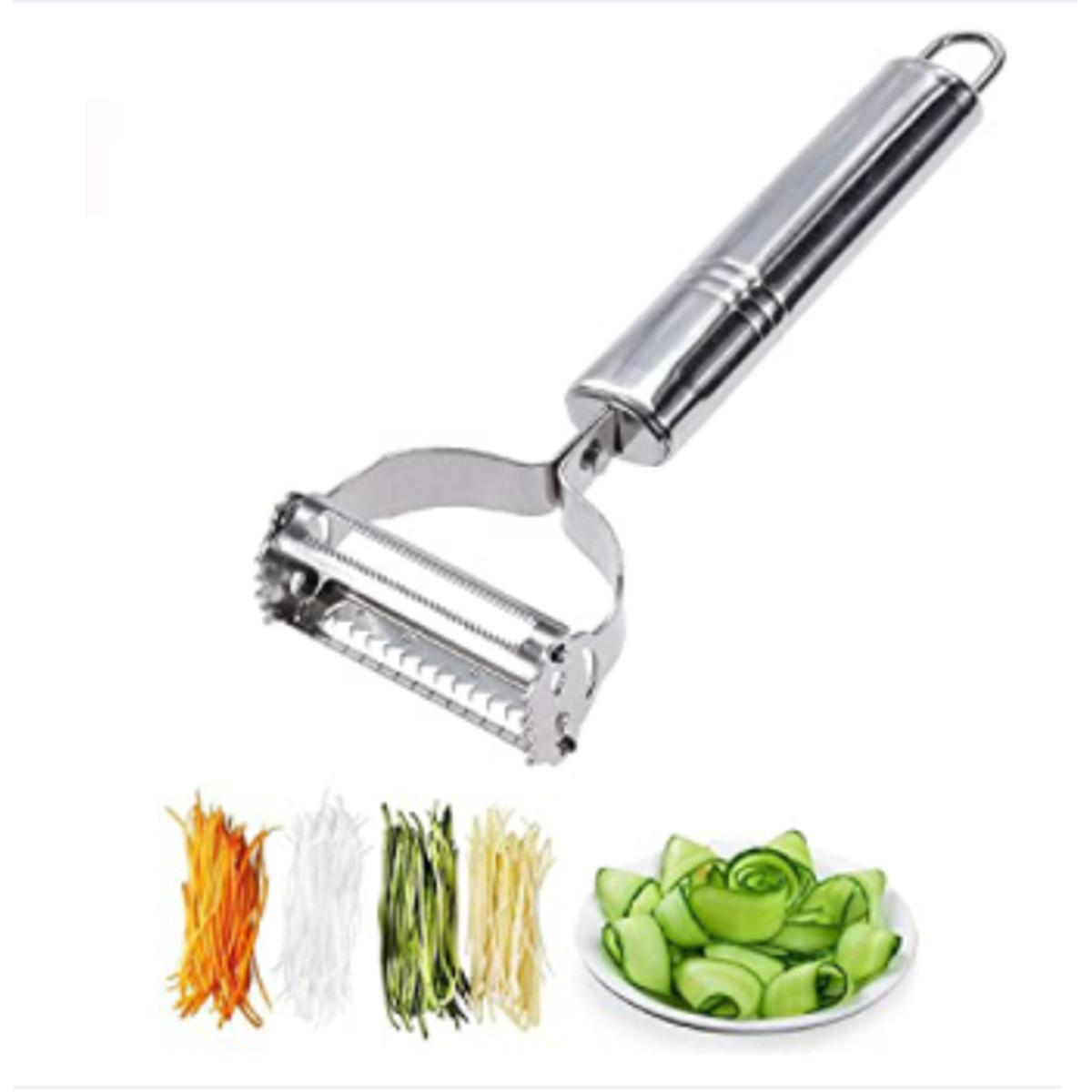 Picture of Stainless Steel Multi-function Vegetable Peeler & amp Julienne Cutter Julienne Peeler Potato Carrot Grater Kitchen Tool Silver