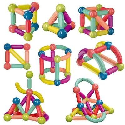 Picture of Strong Magnetic Bar Blocks  Educational Magnetic Building Blocks, STEM Stacking Construction Sticks Games Toys for Age 3+ Kids Toddlers Boys Girls For Gifts