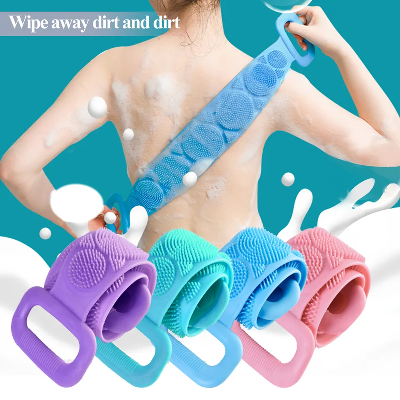 Picture of Silicone Back Bath Shower Wash Body Belt Brush Bath Towel Exfoliating Body Brush Body scrubber Tool