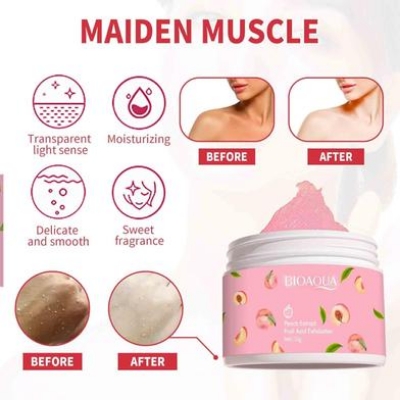 Picture of BIOAQUA Body Neck Legs Back Peach Extract Fruit Acid Exfoliating Cream Scrub 140 - Peach