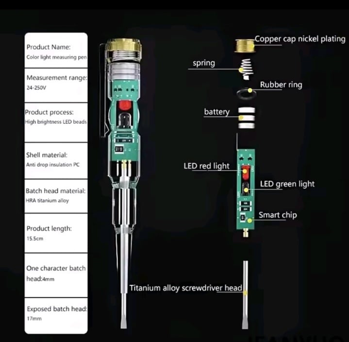 Picture of Safety Electrical Intelligent LED Voltage Tester Multifunctional Test Pen High Torque electric voltage Tester - water